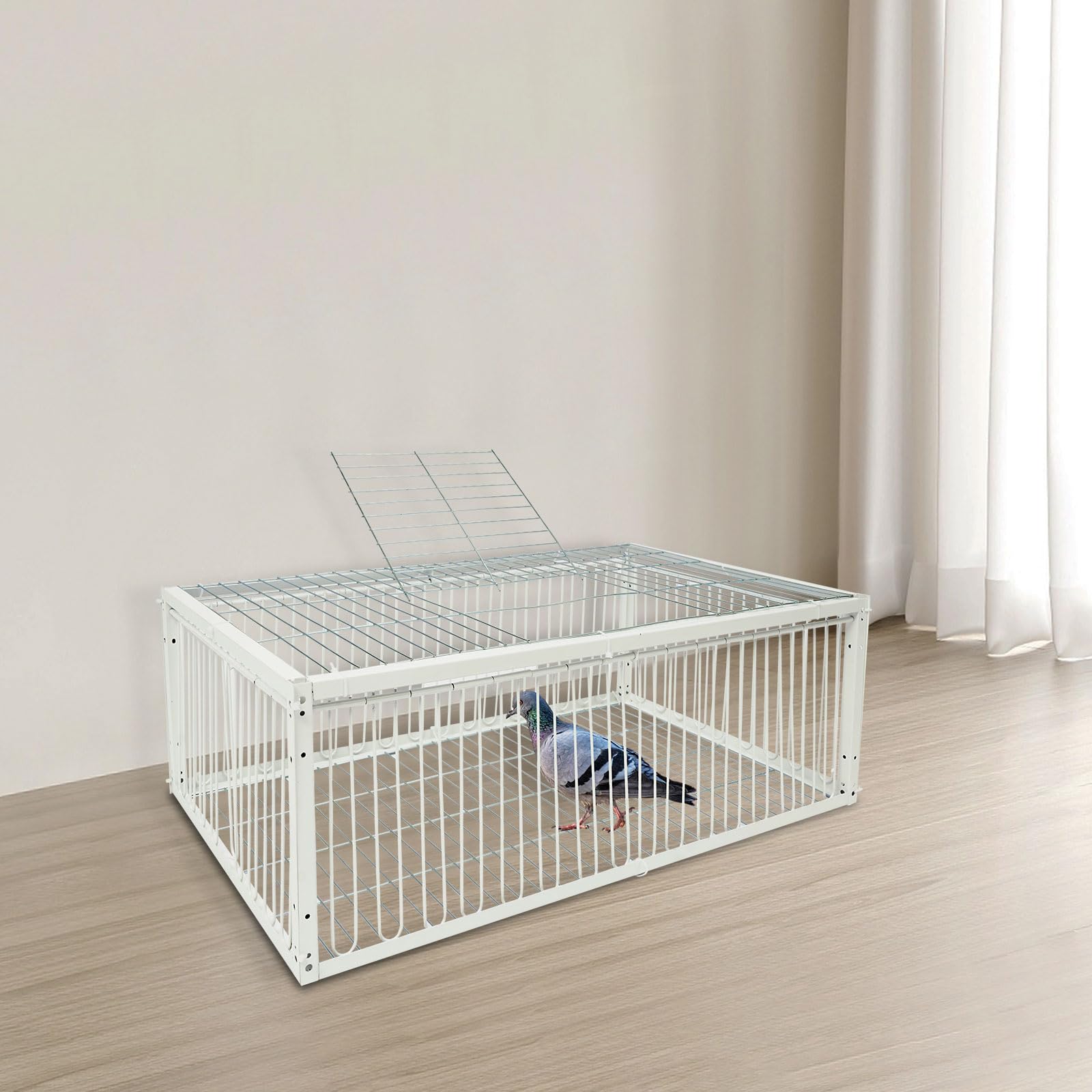 Jaula de palomas portátil resistente al escape para jardín | Diseño humano, captura sin lesiones, Techo corredizo para fácil extracción de pájaros, para techos, jardines y patios