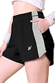 Nexsus Apparels Women's Relaxed Fit Flex Shorts (in, Alpha, S, Regular, Black & Light Grey)