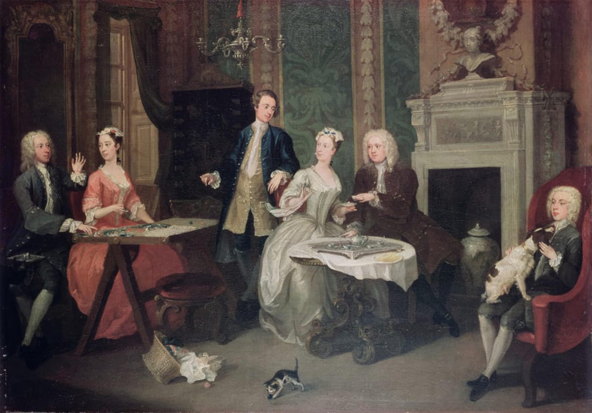 POSTERIIk Vintage Art Print Images Pictures Print Family Party by William Hogarth Modern Colour Posters for Office Home Decor 60x90cm