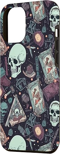 Miniatura 2 de iPhone 13 Pro Max Eerie Tarot Tarjetas y Cristales Patrón Scary Cute Halloween Case