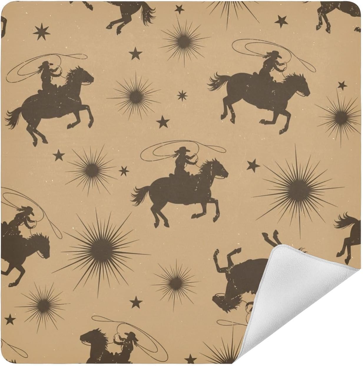 Emelivor Vintage Horse Brown Print Self-Adhesive Magic Cloth Makeup Bag Foldable Cosmetic Bag for Travelling Protective Wrap for Camera Laptop Sleeve Cover for Travel Cosmetics, 21.7x21.7in