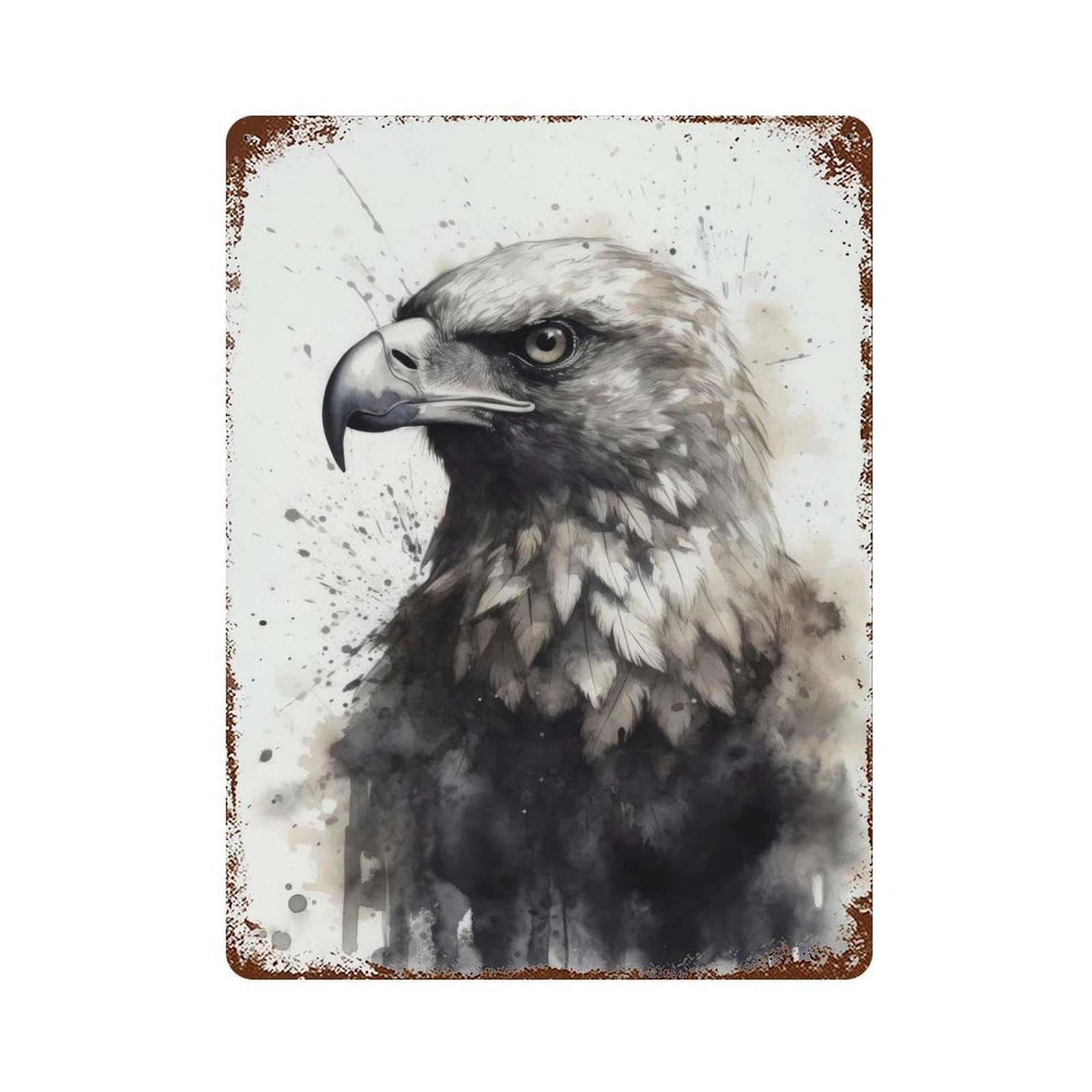 Garage Style Eagle Beauty Watercolor Rustic Tin Plaque 15.7"x11.8", Classic Wall Plaque for Bar And Workshop