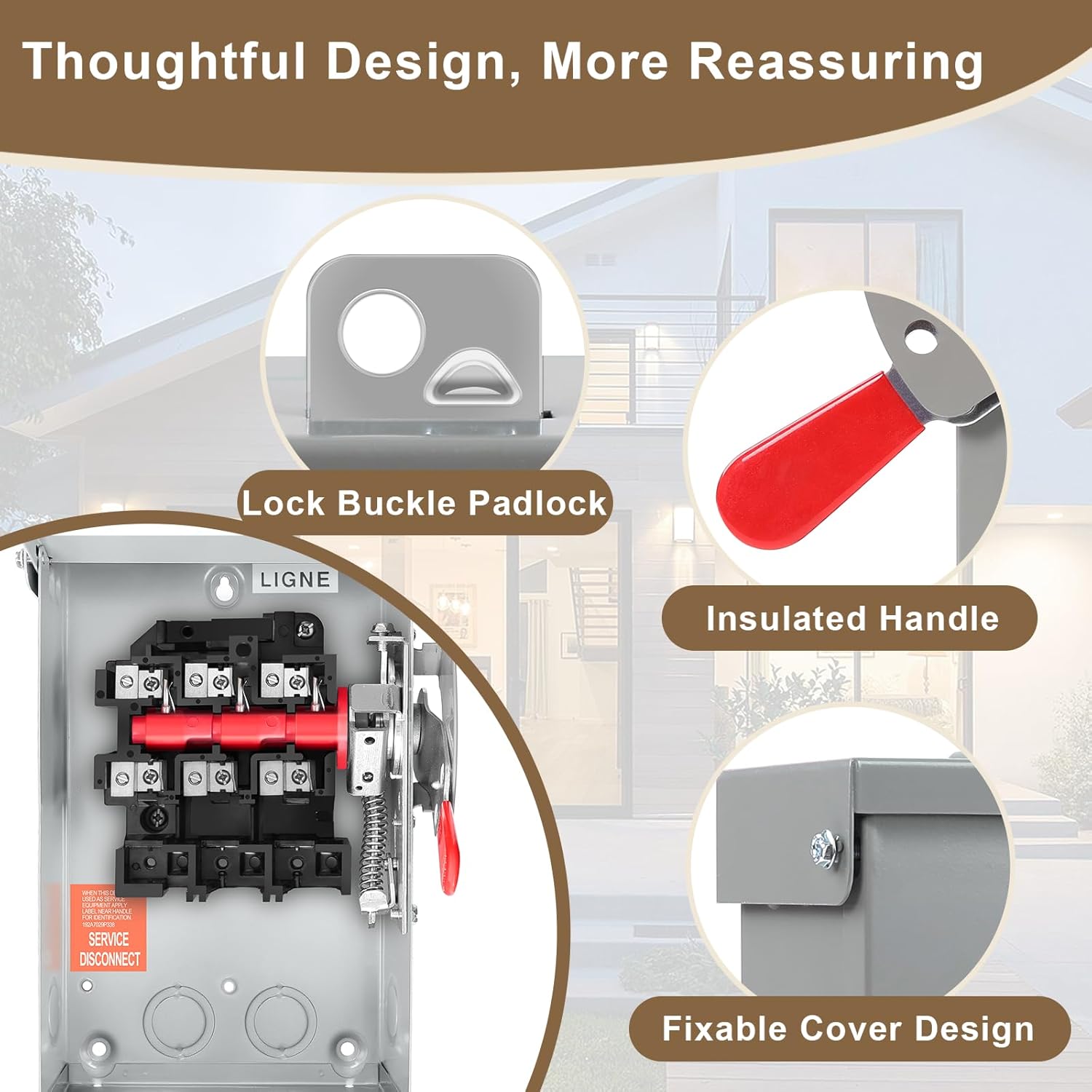 【Upgrade】 3P 30 Amp Disconnect,Disconnect Switch,Add Ground Design,Non-Fusible,NEMA 3R Standard,Heavy Duty Steel Material,Rust and Corrosion Resistant,for Indoor and Outdoor,120/240v,11-Year Warrnaty