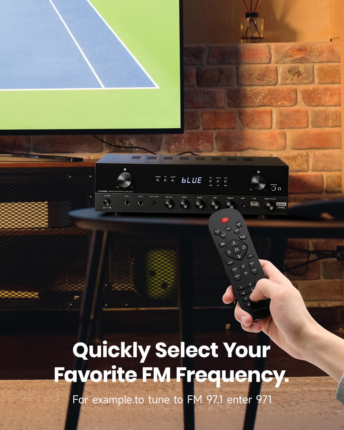 Donner Stereo Verstärker 600 W Peak 2-Kanal-Receiver Bluetooth 5.3 Phono Optisch Koaxial USB FM 2 Mikrofoneingänge Aux Cinch
