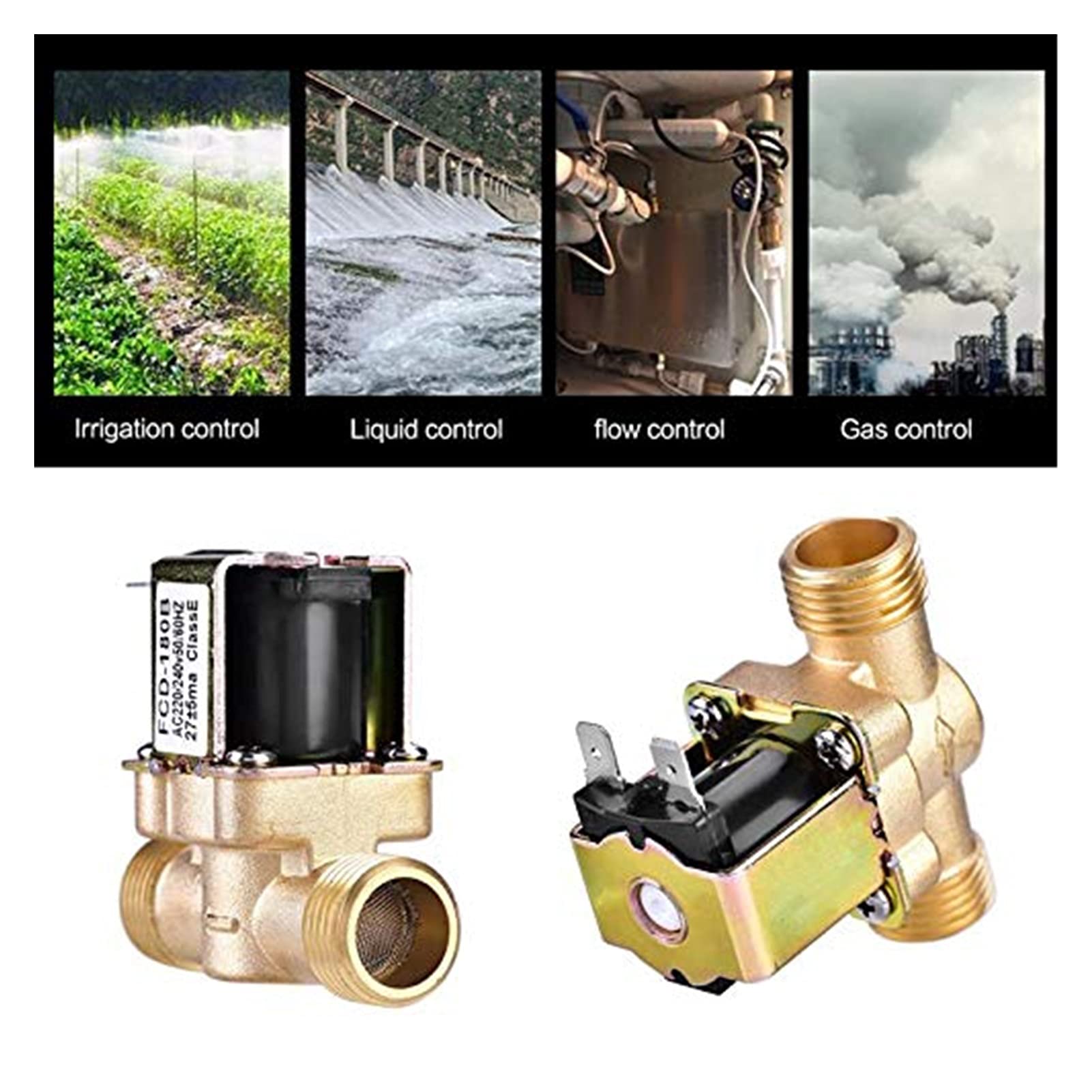Commutateur de débit d'entrée d'air d'eau d'électrovanne électrique en laiton de valve for la valve solaire de chauffe-eau (spécification : 3/4 (Color : 24v, Size : 0.5 Inch)