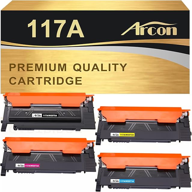 4-Pack Compatible 117A Toner Cartridge Replacement for HP 117A 117 W2070A Color Laser MFP 179fwg 178nwg 179fnw 178nw 150a 150nw 179 178 150 W2071A W2072A W2073A Ink (Black Cyan Yellow Magenta)