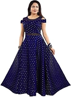 blue colour long frocks