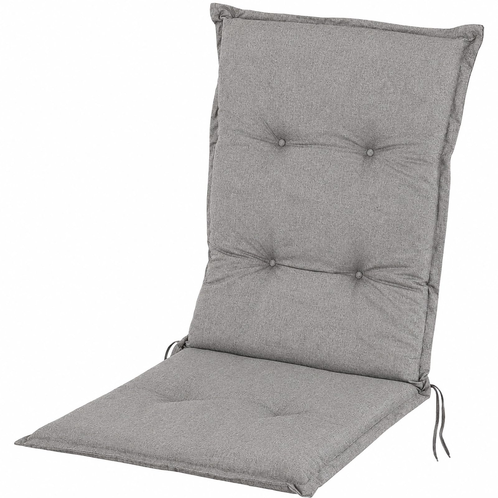BURI 4 cojines para silla de jardín de 117 x 49 x 6 cm, resistente a la intemperie, con núcleo de espuma y vellón completo, cinta de sujeción y lazos, cómodo cojín para silla para balcón, terraza y