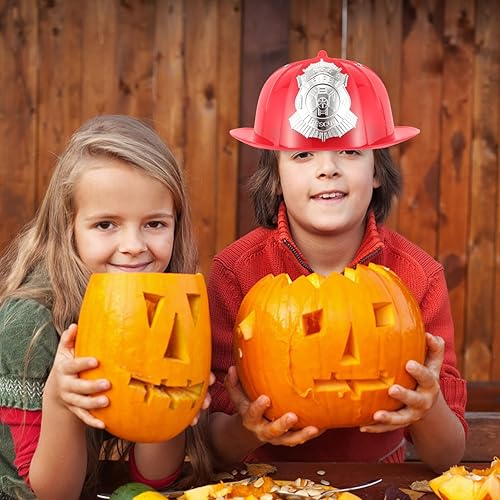 Miniatura 7 de COHEALI Sombrero de bombero, casco de bombero de plástico, casco de jefe de bomberos, disfraz de juego de rol, accesorio de cosplay de Halloween,
