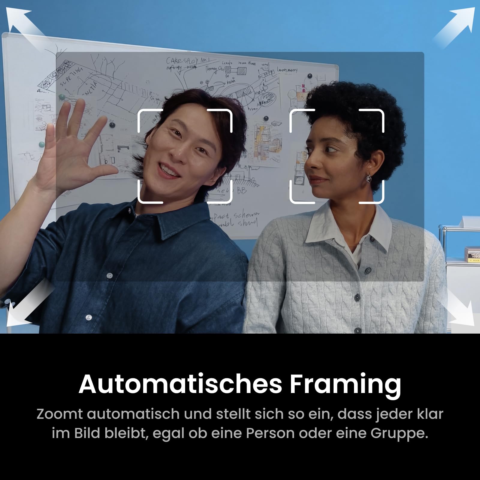 Insta360 Link 2C Pro – 4K PTZ-Webcam für PC/Mac, 1/1,3"-Sensor, Schwachlicht, Auto-Framing, HDR, rauschunterdrückende Richtmikrofone, unterstützt Stream Deck, Zoom, Teams, Twitch für Streaming/Meeting