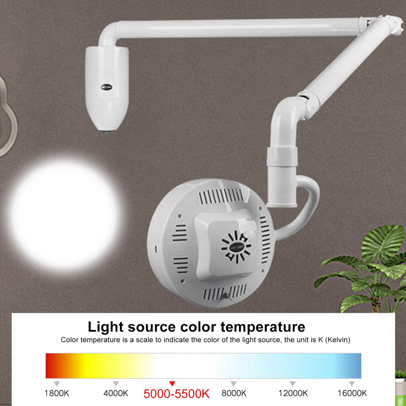 Lampa Ścienna LED do Badań Chirurgicznych, Lampa Stomatologiczna, Lampa Bezcieniowa o Obrocie 180 Stopni, Lampa Kosmetyczna, Lampa dla Zwierząt, Lampa Kosmetyczna