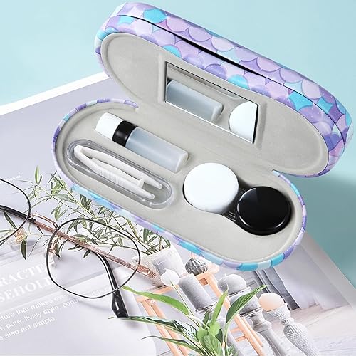 Miniatura 2 de AITIME Estuche portátil para lentes de contacto y lentes de contacto de doble cara 2 en 1, mármol, multifunción, duradero, compacto, kit de