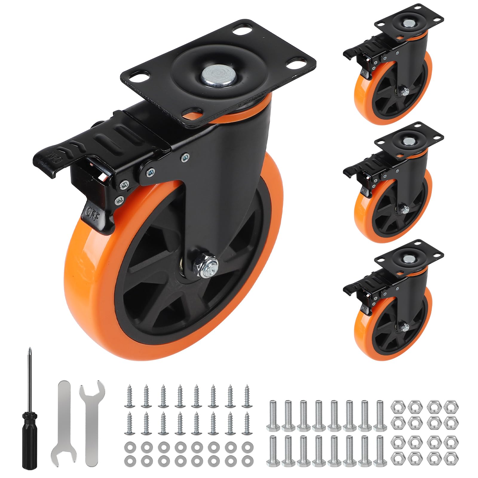 CPROSP Ruote per Carichi Pesanti con Freno, 150 mm, Portata: 800 kg | In Acciaio Inox; per Esterni; Set da 4 Pezzi