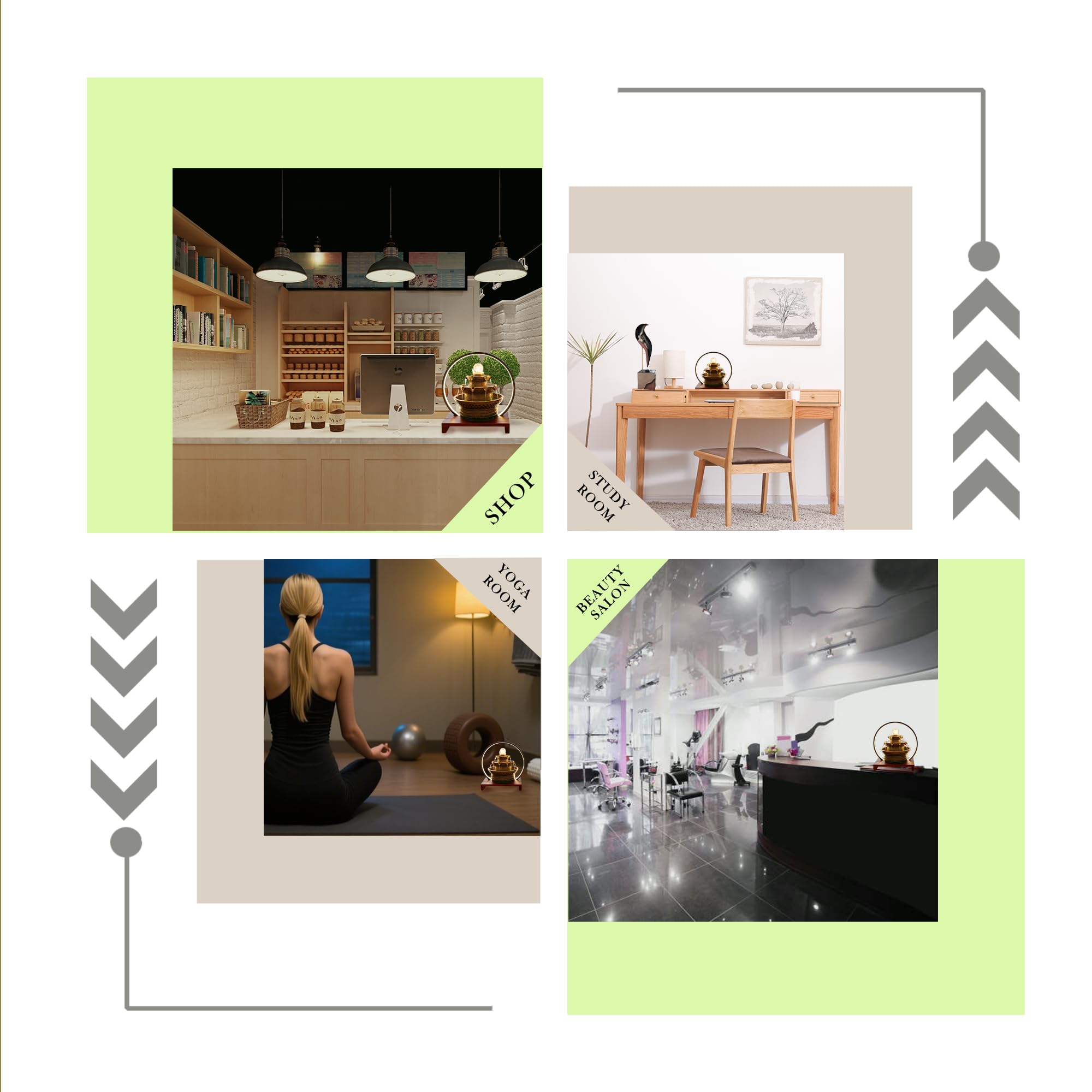 Fuente de Agua de sobremesa para Interiores: decoración Elegante para meditación, Yoga, Estudio y la Hora del té en el hogar y la Oficina.