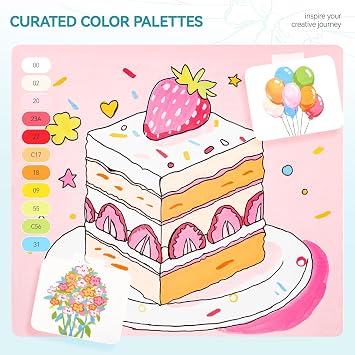 Arrtx 24 Colors Acrylic Paint Pens with Brush Tip & 0.3mm Outlining Pen, Anime Color Palette, 8 Line Art Sheets & Coloring Reference, Art Kit for Hand Lettering, Illustration, Beginners & Adults
