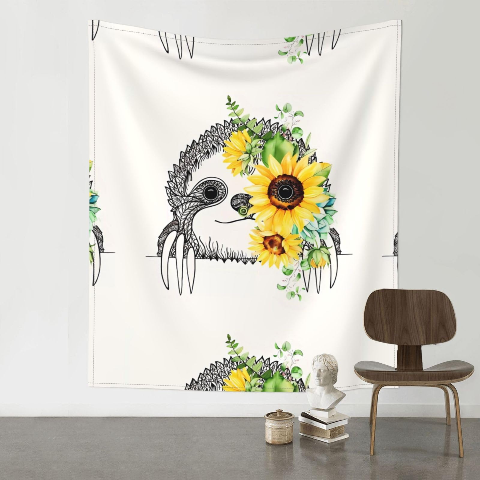 HJFCZH Sloth Sunflower Prints Wall Tapestry 60x51in – Boho Decor Throw for Bedroom, Dorm, Beach Cover & Picnic Blanket