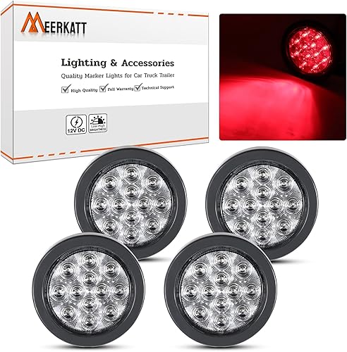 Miniatura 10 de MADCATZ Meerkatt - Luz trasera de 4 pulgadas, 12 luces LED traseras selladas, remolque, autobús con ojales y enchufe, 12 V CC, paquete de 4