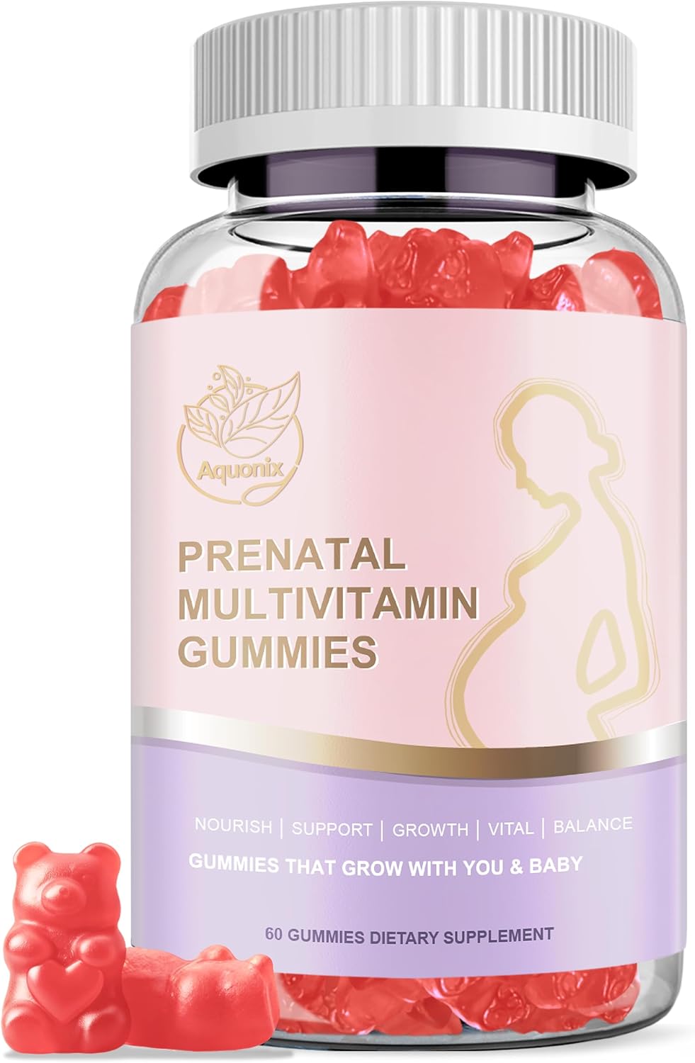 Prenatal Multivitamin Gummies for Women – Folic Acid, DHA & More – Support for Pregnancy Wellness & Baby’s Development – Natural Berry Flavor, 60 Gummies