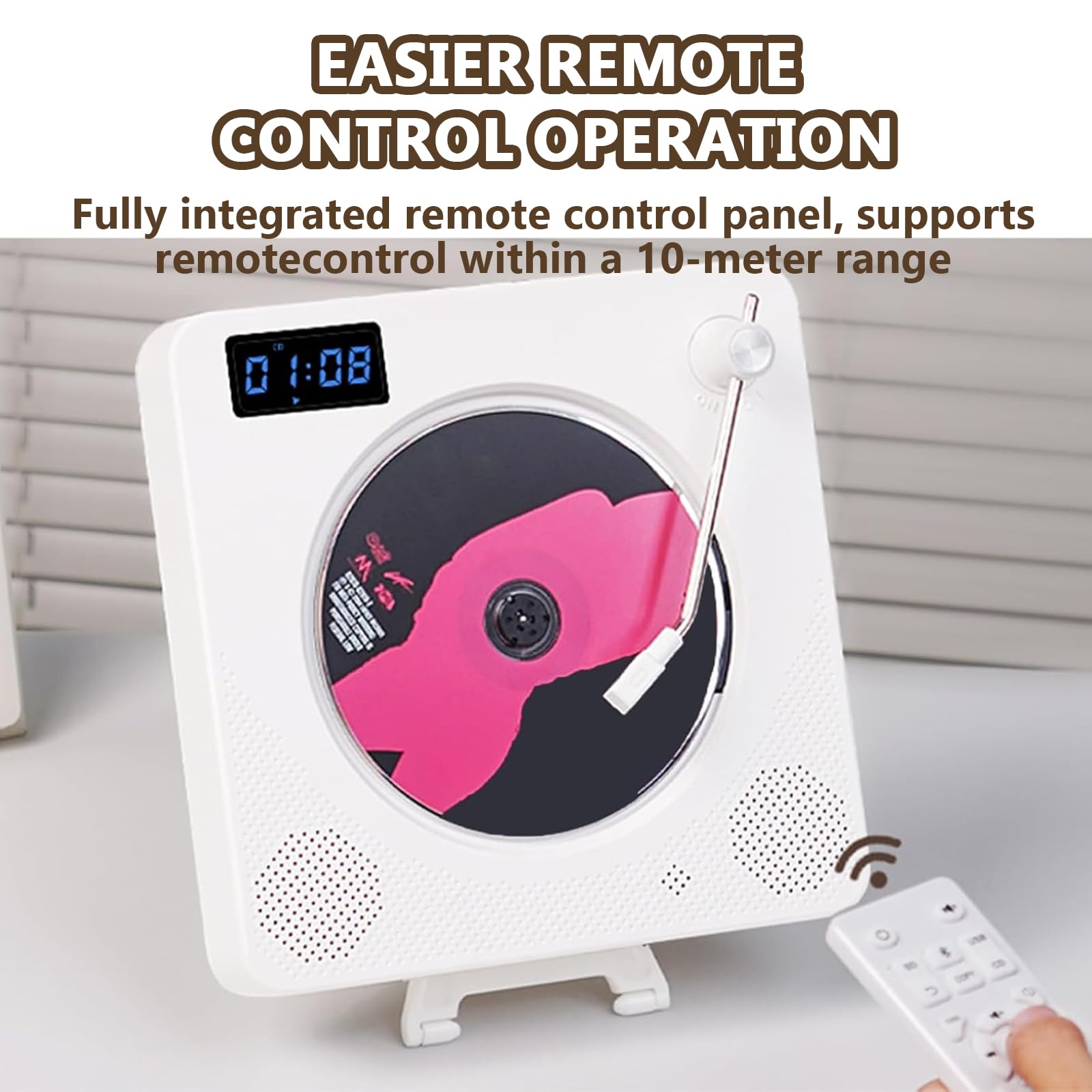Ścienny odtwarzacz CD, przenośny odtwarzacz CD z Bluetooth 5.0, obsługuje płyty CD/CD-R/CD-RWMP3/WMA, z pilotem zdalnego sterowania, może być transkrypowany na dysk USB, do galerii domu i biura