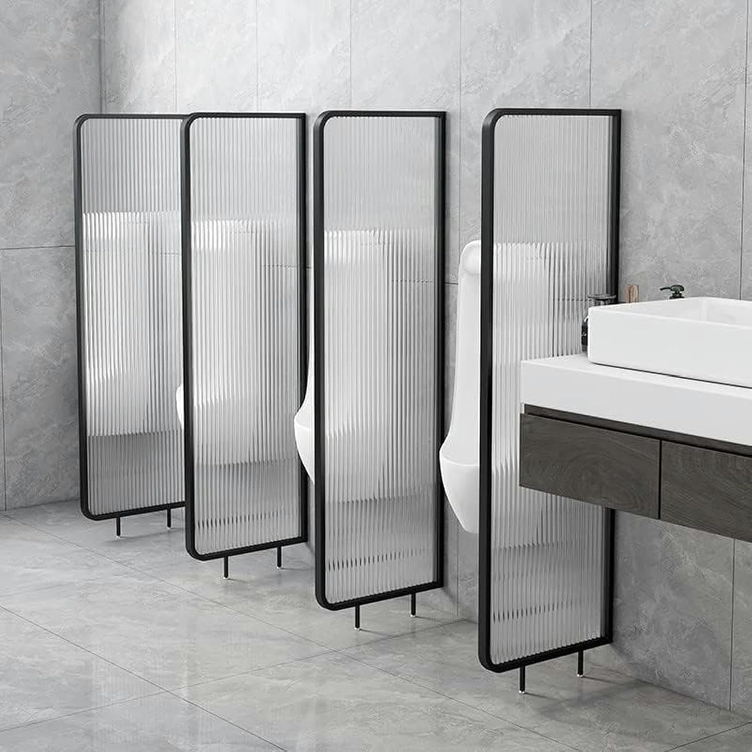 Toilet Screen Toilet Screens Divisor of The Toilet Partition Wall Translucent Glass Panels, Deflector of Privacy Screen Protection of Urinal, Panel of