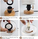 SEENSINY Small Bedside Table Lamp, Minimalist Nightstand Lamp with Round Flaxen Fabric Shade, Warm White Lamp for Bedroom, Living Room, College Dorm (Bulb Included) (1pack)