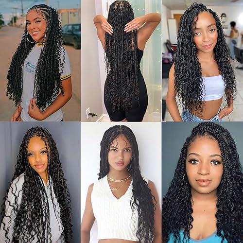 Miniatura 6 de COOKOO 3 paquetes de extensiones de cabello sintético ondulado ondulado preplumado rojo de 24 pulgadas, rizos franceses, para trenzas bohemias (rojo)