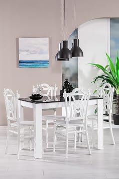 Mirage/Keops Kitchen Table Set 4 Chairs 1 Table - White