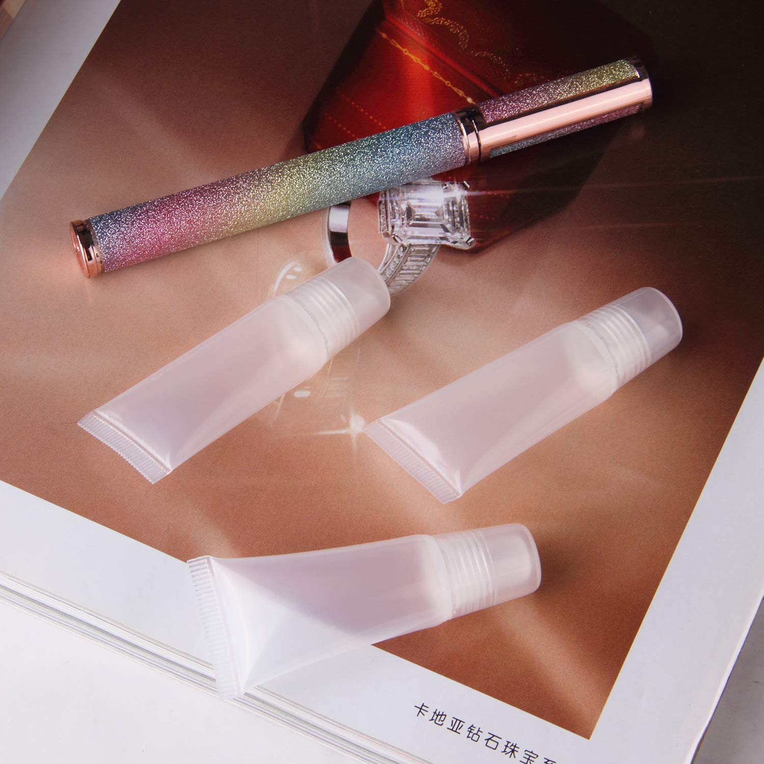 sansheng30PCS Empty Tubes Lip empty lip gloss containers for Lip Gloss Balm Cosmetic， Mini Containers Empty(8ml)