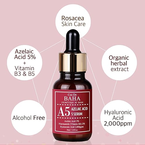 Miniatura 2 de Cos De BAHA Suero al 5% de ácido azelaico, 1 onza líquida, niacinamida y ácido hialurónico para tonos, textura y piel grasa desigual, cuidado