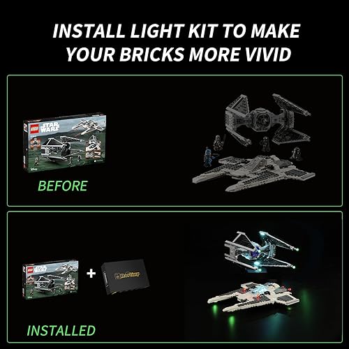 Miniatura 3 de Kit de luz LED para Lego Star Wars Mandalorian Fang Fighter vs. TIE Interceptor 75348, kit de iluminación creativa compatible con Lego 75348 (solo