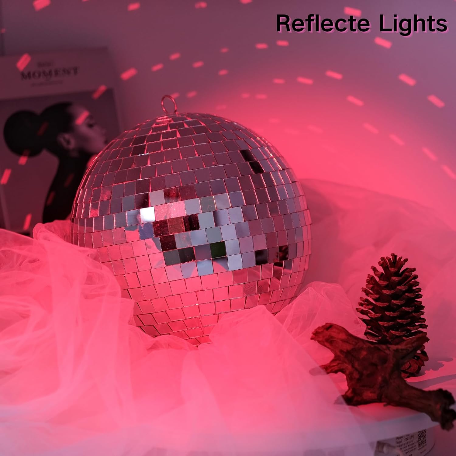 Large Mirror Disco Ball Decor - 10 Inch Reflective Disco Balls Party Decorations, Big Sparkling Hanging Disco Ball Qrnaments with Chain，Bright Mirrorball for Wedding Birthday Holiday Stage Ballroom