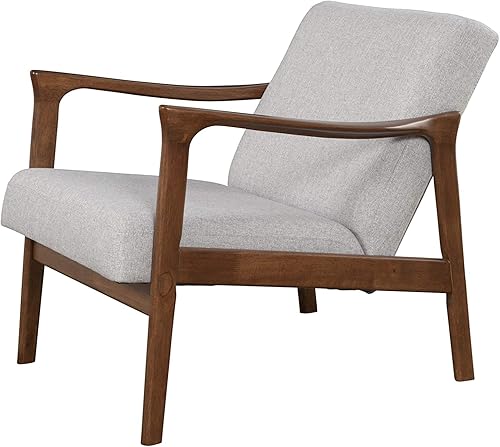 Miniatura 7 de Alpine Furniture Zephyr Silla de salón retro de mediados de siglo con brazo de madera tapizado con respaldo tapizado, 33 pulgadas de ancho x 27.5
