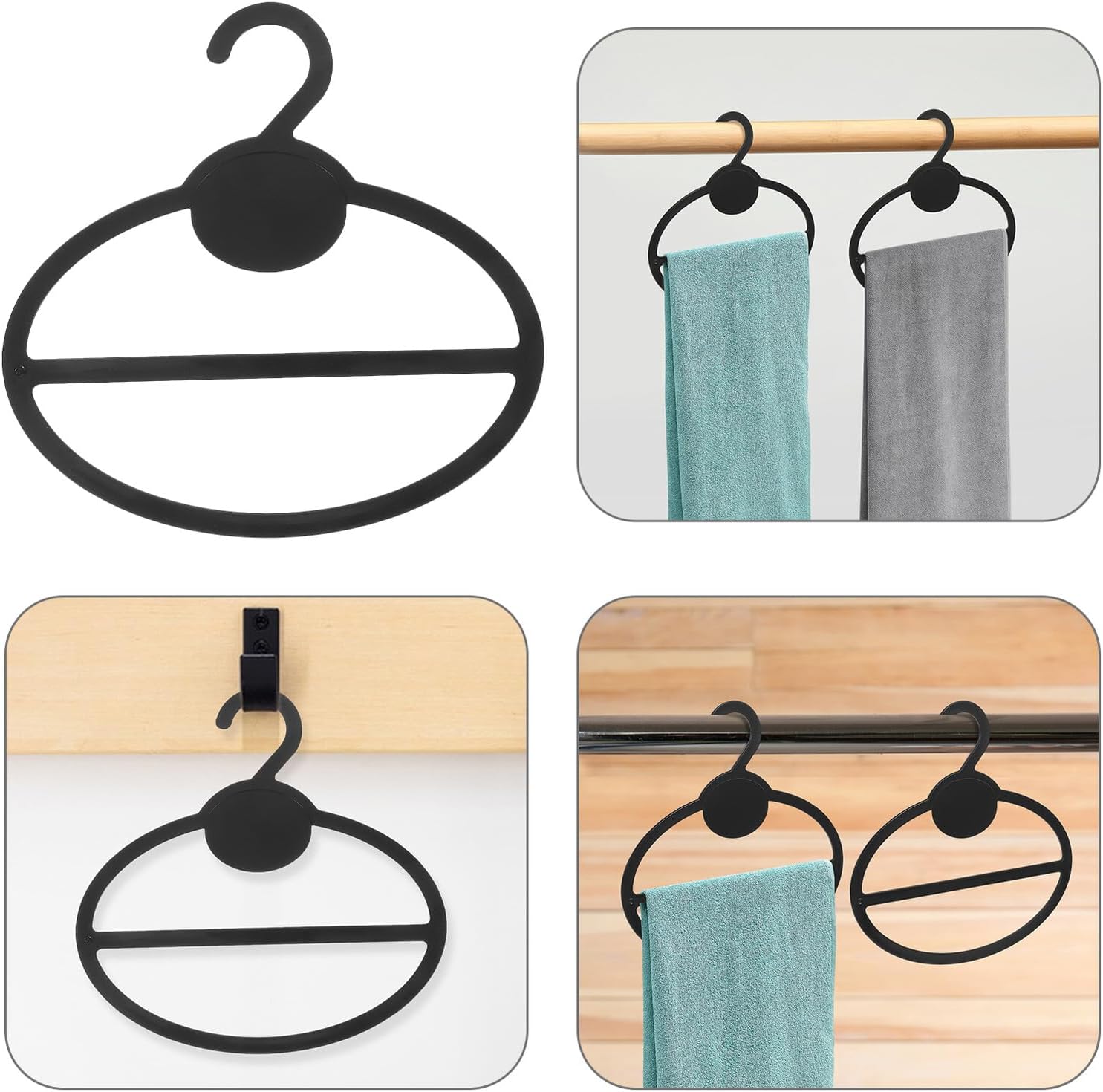 10pcs Plastic Hanging Scarf Organizer with Rotating Design, Black