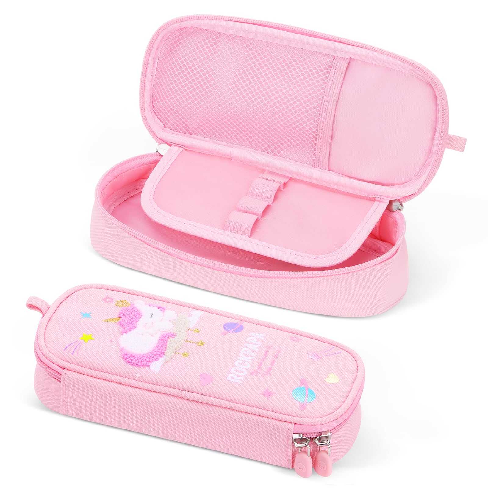 rockpapa Cute UnicornDesign Pencil Case for Girls Aesthetic Pencil Case with Compartments
