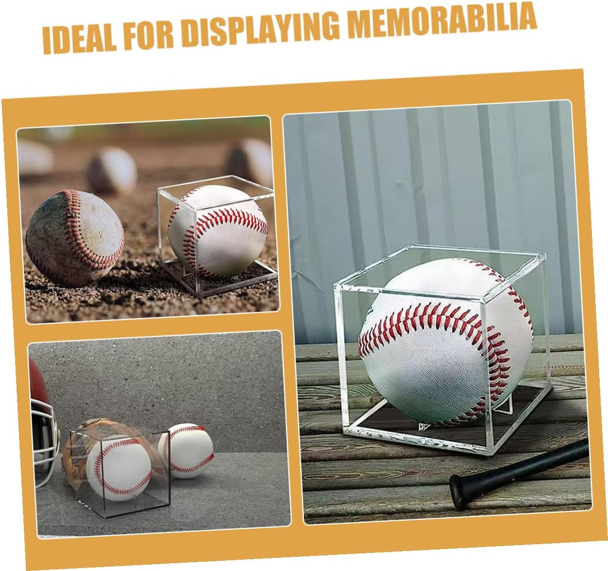 TEHAUX 3pcs Baseball Display Cases with Stands, Acrylic Baseball Holders and Storage Boxes, UV Protection Memorabilia Showcase for Signed Balls, Home and Office Collectible Display