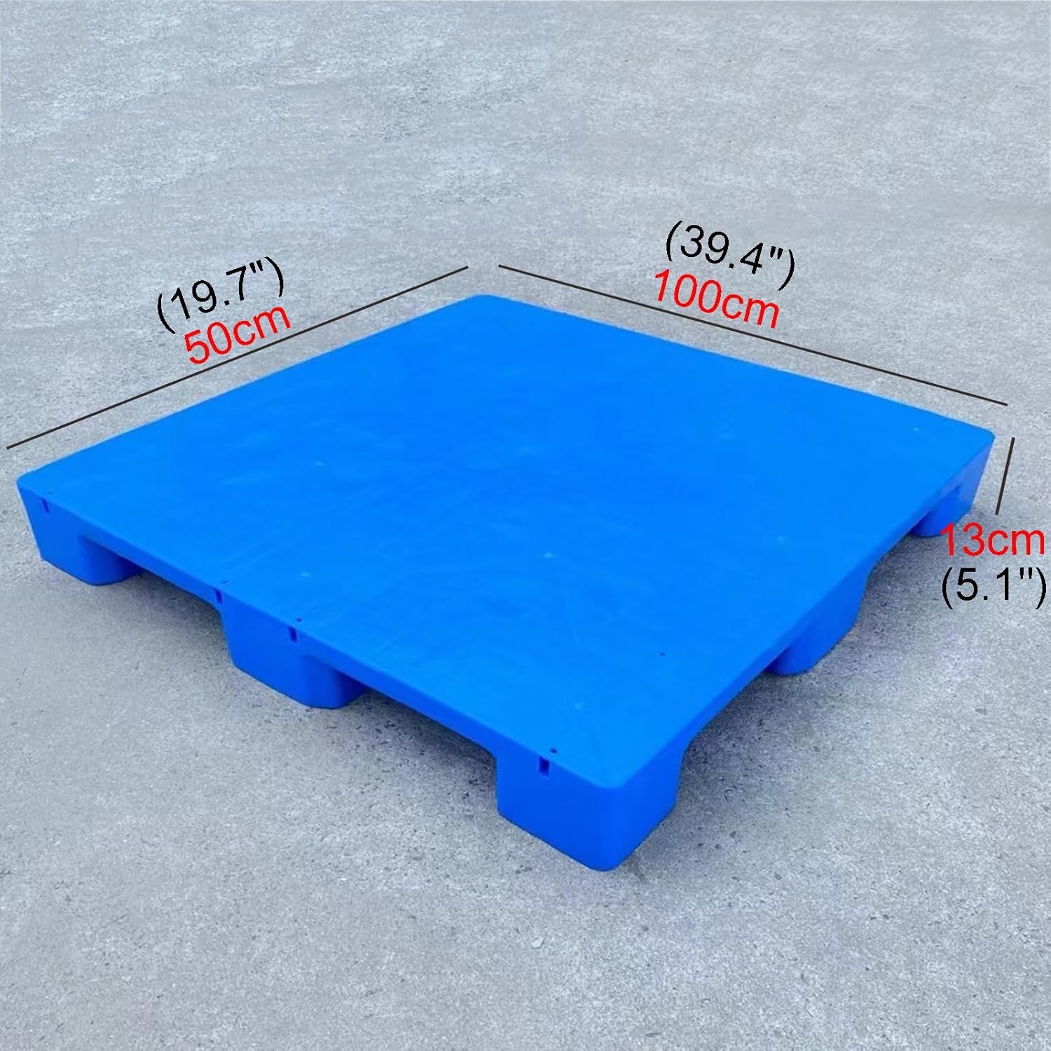Flat Plastic Pallets Warehouse Pallets Bottom Reinforcement Modular Platform Pallets Easy Stacking Nestable Floor Pallets for Warehouses Floors Basements Garages(100x50x13cm/39.4x15.7x5.1)