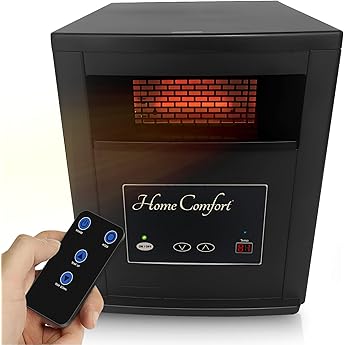 LifeSmart Infrared Quartz Space Electric Heater w/Remote & Digital Display, 1500W, Black - Portable Indoor Heating Machine for Large Rooms and Office Spaces