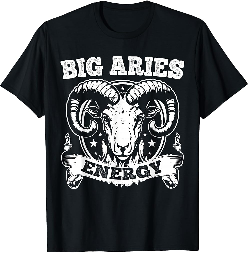 Big Aries Energy Aries Zodiac Sign March April Birthday T-Shirt