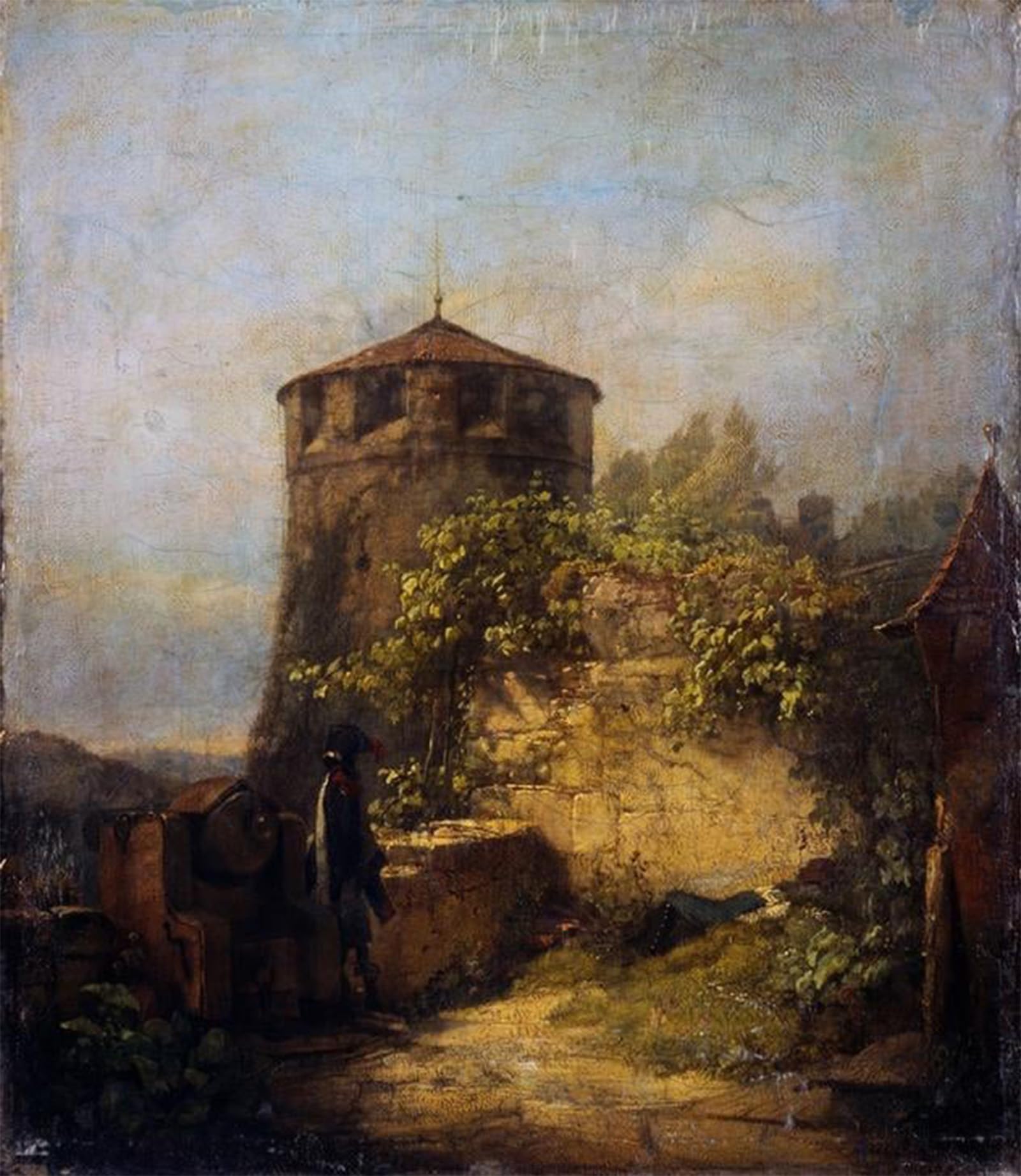 SERENDIPITP Vintage Picture Print on Canvas Wall Art Poster Sleeping sentry by Carl Spitzweg Artwork Print Poster for Wall Decor 60x90cm