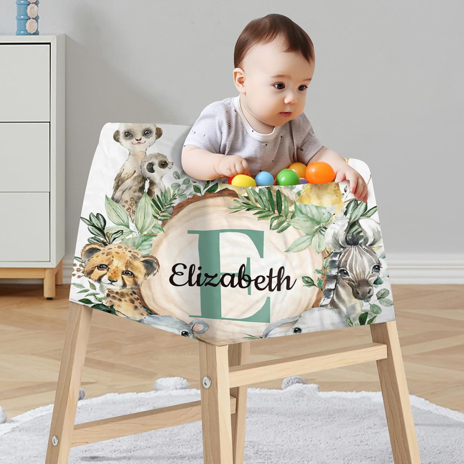Personalized Baby Car Seat Cover Stroller Canopy: Custom Name Newborn Baby Girl Elastic Woodland Animals Nursing Cover for Moms First Birthday Gift Lion(one Size)