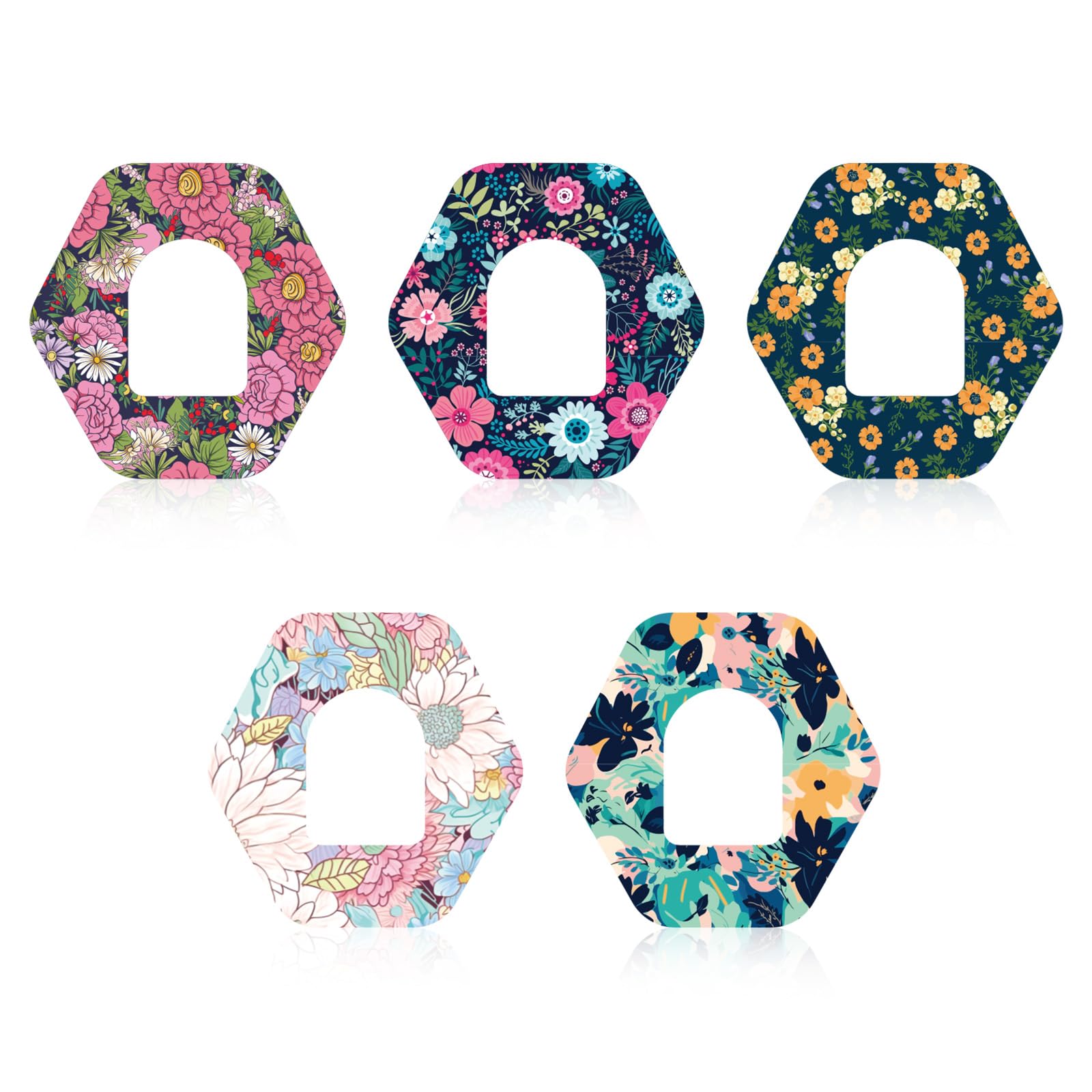 25pcs Waterproof Adhesive Patches for Omnipod 5, Breathable & Sweatproof CGM Overpatches Insulin Sensor Flower Covers Protective Sticker Floral Print