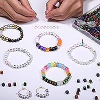 Vista 2 de 900 cuentas acrílicas de letras del alfabeto, letras coloridas del alfabeto, cuentas de cubo negro para pulseras de la amistad y regalos