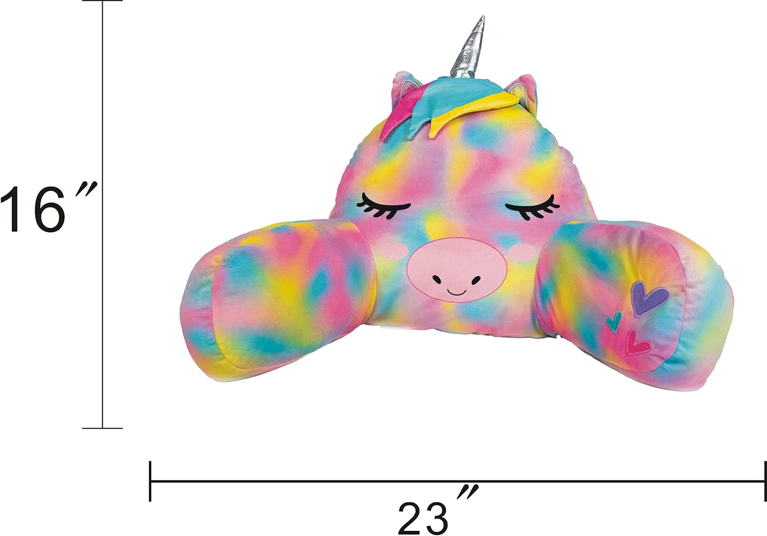 Unicorns & Robots Kid's Bed Rest Pillow with Arms, Back Rest Cushion for Reading or Playing, Oeko TEX Certified, Oversized Plush Filled Backrest Pillow for Boys and Girls, Unicorn