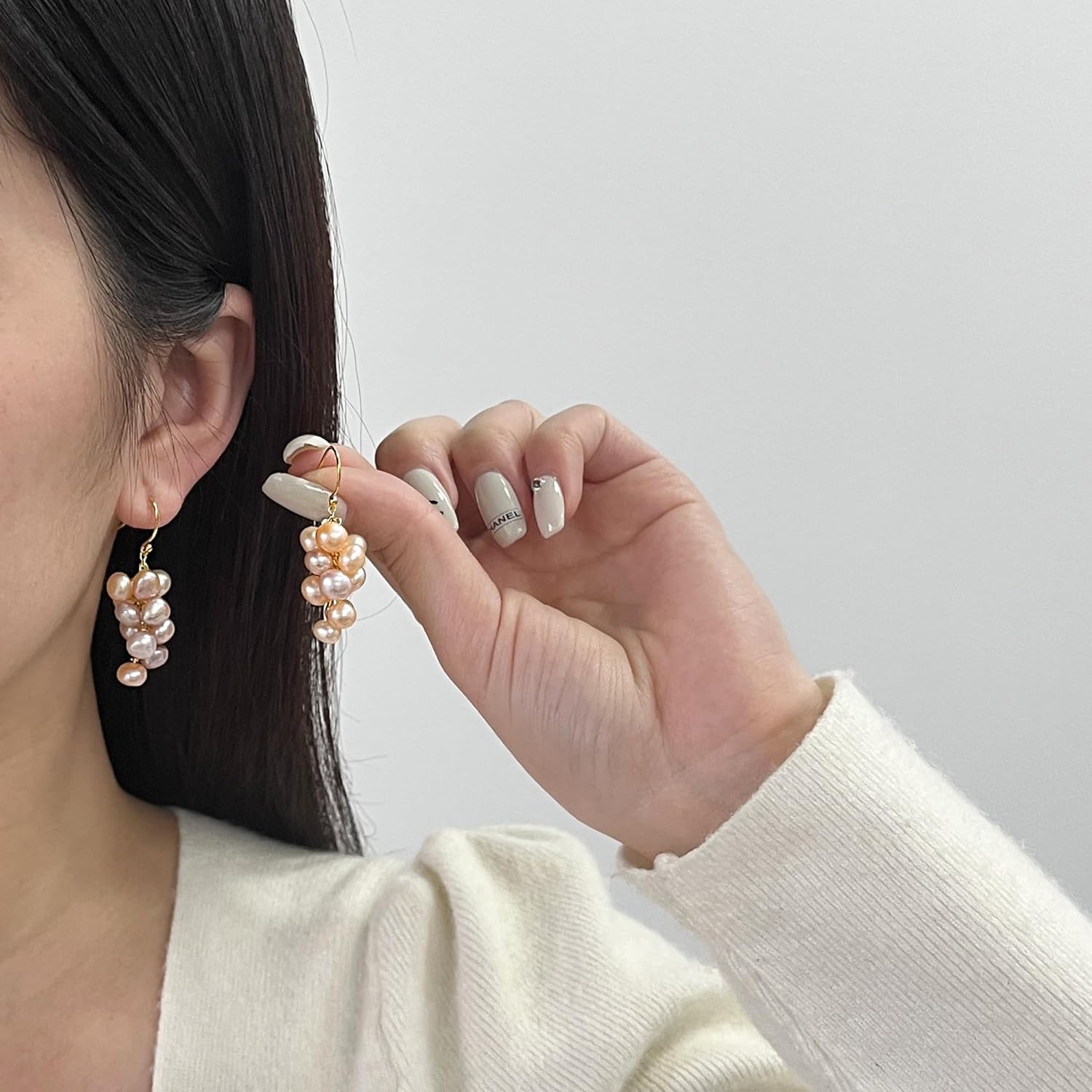 14K Gold Plated Sterling Silver Handmade Cultured Pearls Cluster Dangling Drop Earrings for Women - Image 2