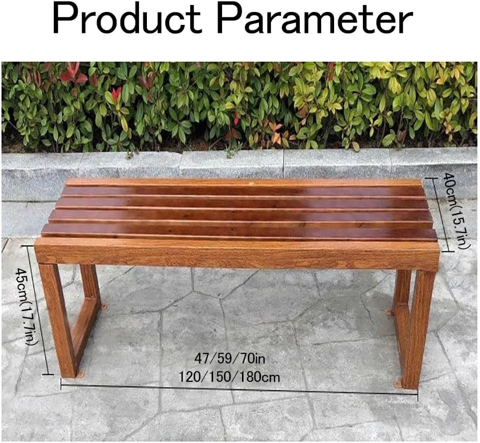 All Weather Deck Bench,Wooden Outdoor Bench,2-3 Person Deck Backless Bench,Weatherproof Park Bench,Outdoor Garden Bench,Solid Wood Bench for Garden,Yard,Park,etc.(Brown,150 * 40 * 45)