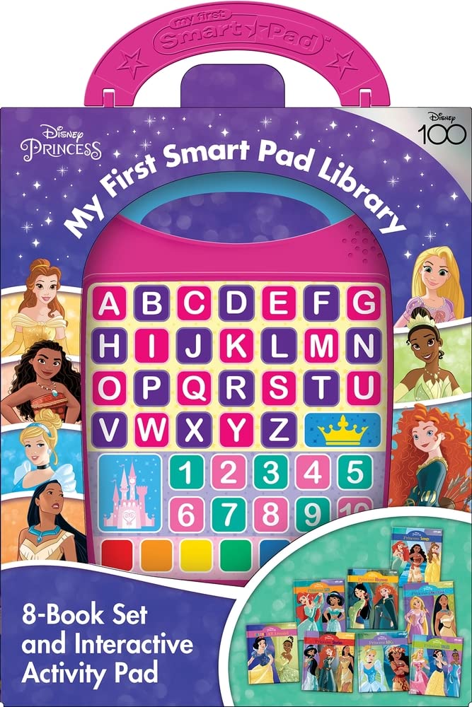 Disney Princess Moana, Cinderella, Rapunzel, and More! - My First Smart Pad Library - 8-Books and Interactive Activity Pad Sound Book Set - PI Kids