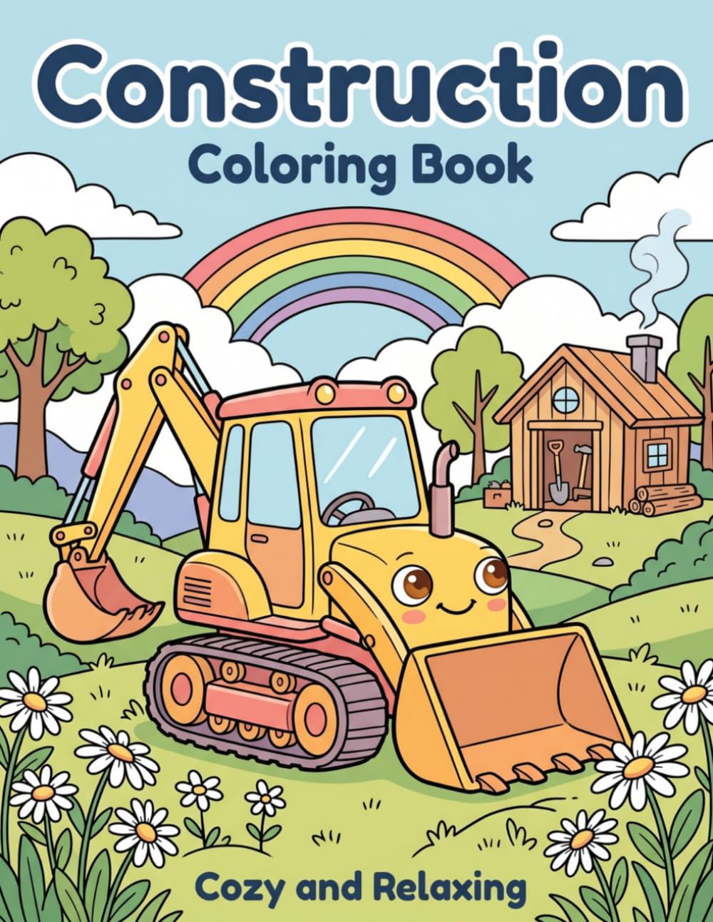 Construction Coloring Book: 40 Cozy and Relaxing Vehicles and Spaces for All Ages, Simple & Bold Large Print Designs