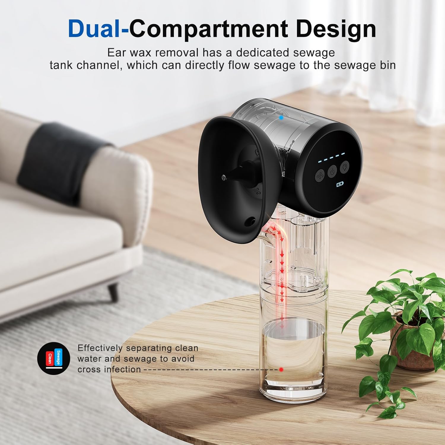 Ear Wax Removal with Mild Drying, Safe and Gentle Ear Cleaner for Ear Wax Buildup Flushing and Cleaning with Dual-Compartment Design, Ear Wax Cleaner Kit 5 Pressure Settings, Ear Flushing kit IPX7