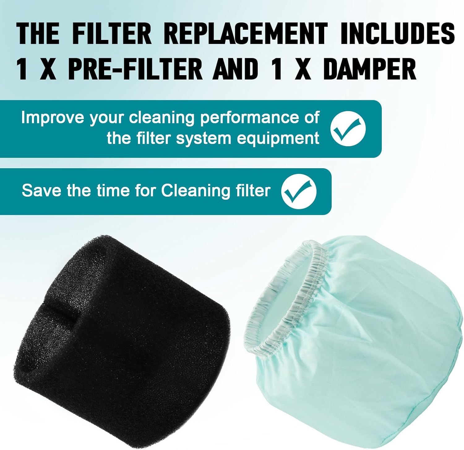 Pre-Filter Set 199827-4 for Makita Cordless Vacuum XCV11Z, 1998274 Pre-Filters Replacement Part Include Pre-Filter and Damper image 3