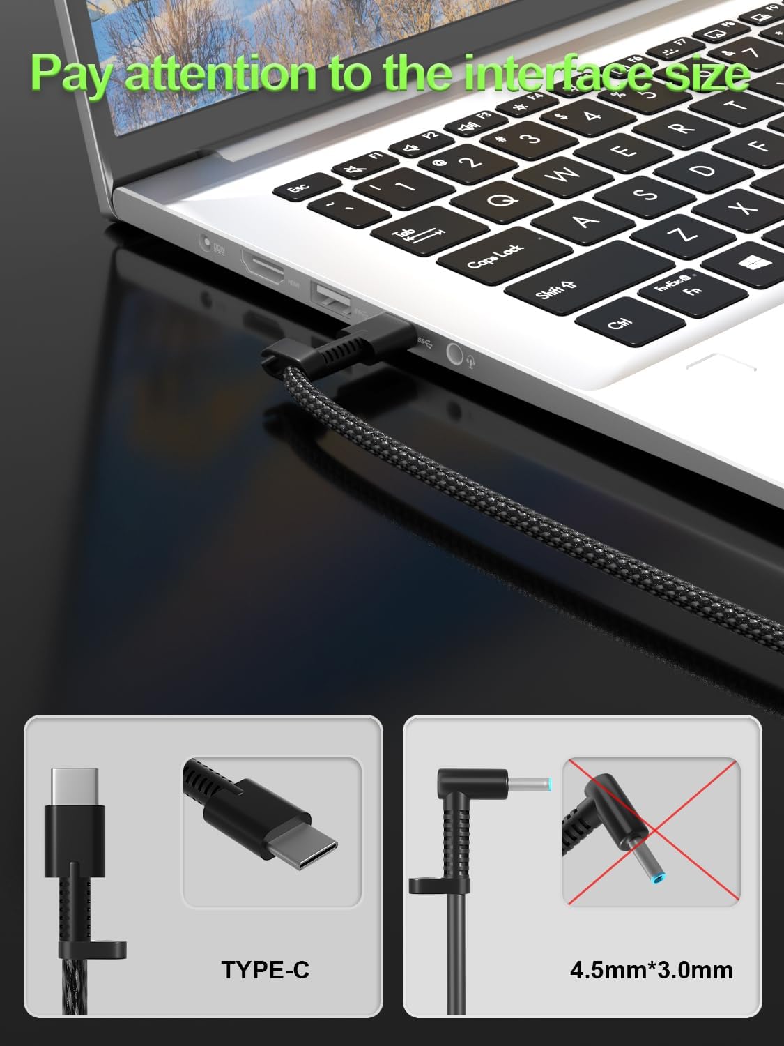 Slim 65W USB-C Charger Compatible with HP Elitebook, Spectre, Envy, ProBook, Pavilion, Fortis, OmniBook,ZBook Firefly, Elite x2, Chromebook X360 Laptop Travel Fast Charging Adapter - Image 2